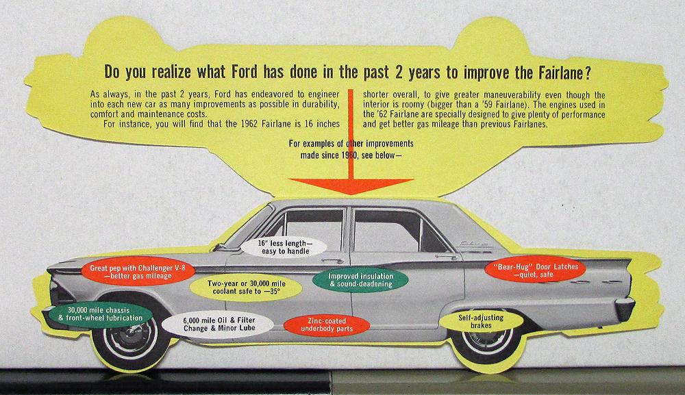 1962 Ford Fairlane Sale Brochure Shaped Like Car