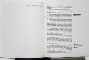 1962 Ford Fairlane Background Memo For Press-TV Booklet
