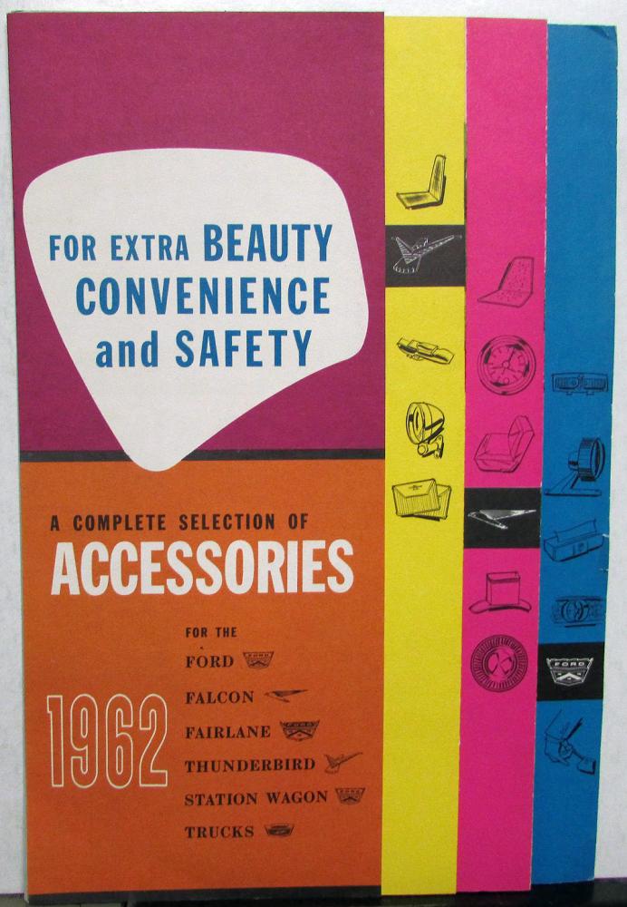 1962 Ford Accessories Brochure Falcon Fairlane Thunderbird Wagons Trucks