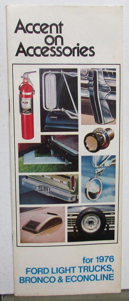 1976 Ford Accessories Light Trucks Bronco Econoline Van Sales Brochure Original