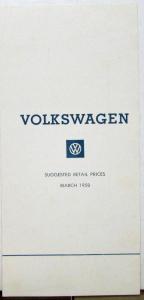 1958 Volkswagen VW Retail CANADIAN Price List Sales Folder All Models Orig