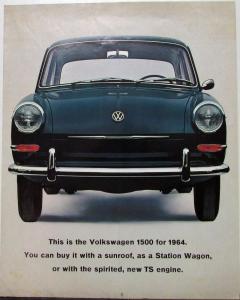 1964 Volkswagen VW 1500 Sedan & Wagon Sales Folder Oversized Original