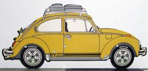 1974 Volkswagen VW Beetle Shape Die Cut Accessories Promotion Card Original NEAT
