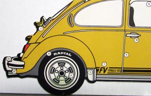 1974 Volkswagen VW Beetle Shape Die Cut Accessories Promotion Card Original NEAT