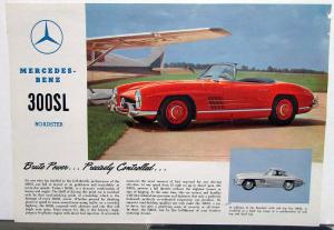 1957 Mercedes-Benz 300SL Roadster Dealer Sales Data Spec Sheet Rare