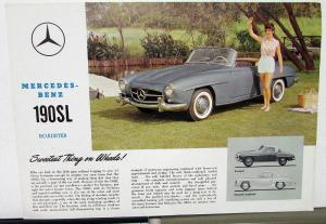 1961 Mercedes-Benz 190SL Roadster Dealer Sales Brochure Data Sheet Rare
