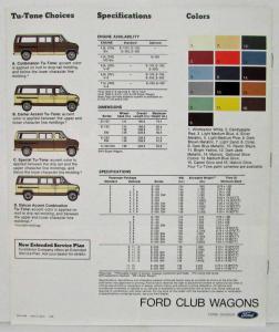 1979 Ford Club Wagons Captin Super Chateau Custom Standard Truck Sales Brochure
