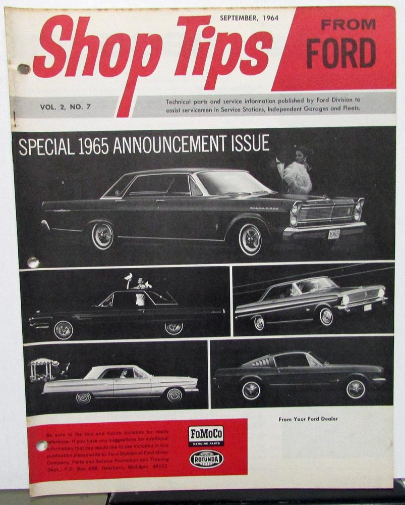 1964 1965 Ford Fairlane Falcon T-bird Mustang Shop Tips Magazine Announcement