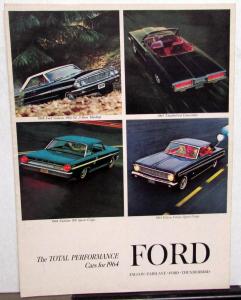 1964 Ford Falcon Thunderbird Fairlane Total Performance Sales Brochure Rev 12/63