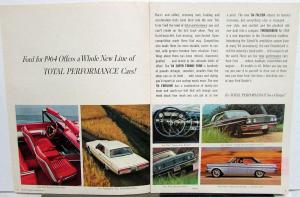 1964 Ford Falcon Thunderbird Fairlane Total Performance Sales Brochure Rev 12/63