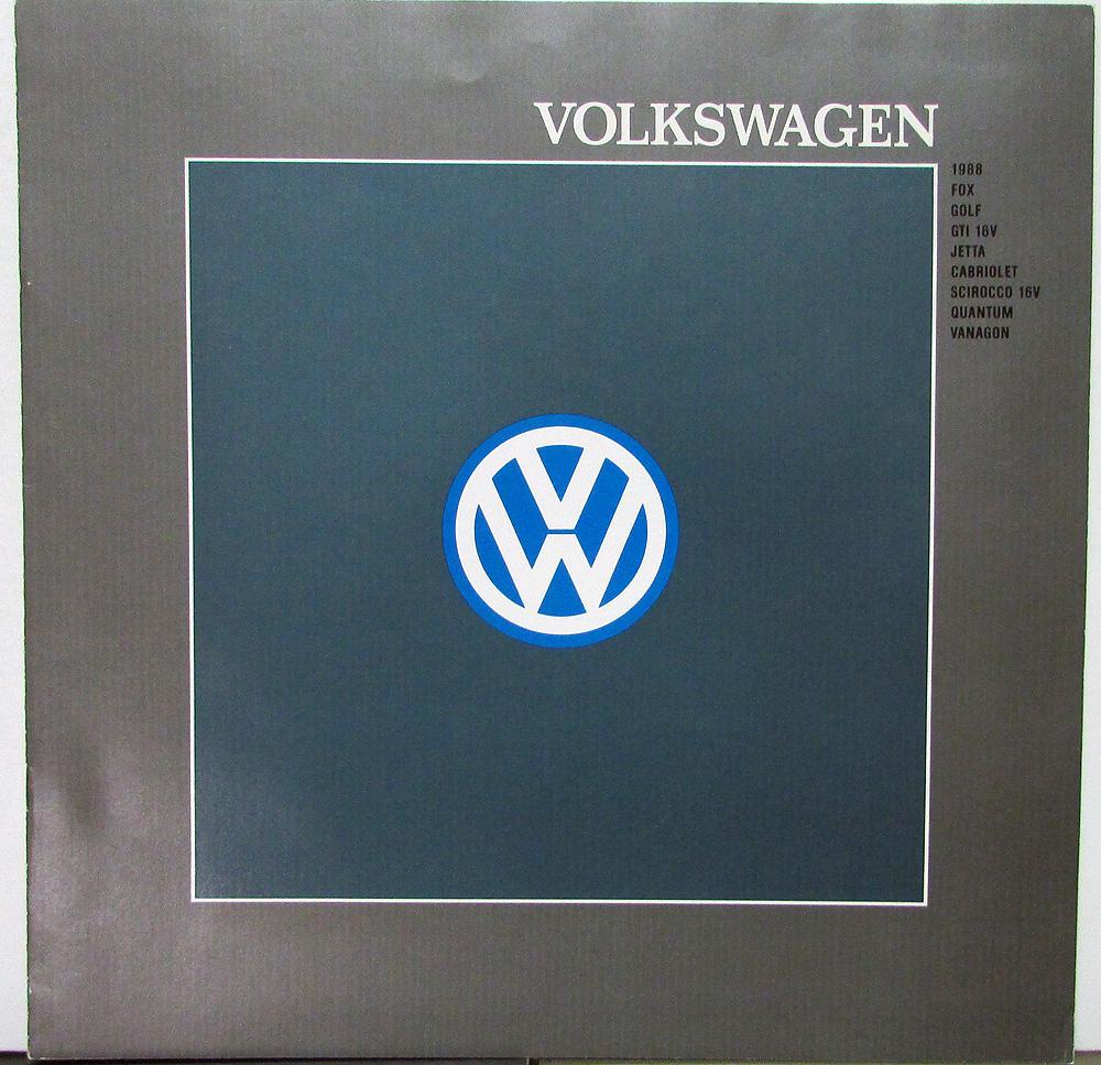 1988 Volkswagen VW Fox Golf GTI Jetta Scirocco Quantum Vanagon Sales Brochure