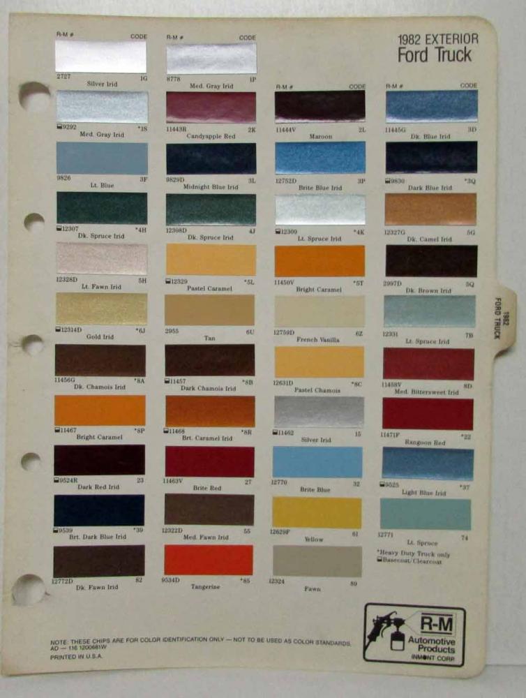 1982 Ford Truck Paint Chips by RM Automotive Products Inmont Corp