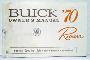 1970 Buick Riviera Owners Operators Manual Original