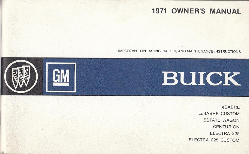 1971 Buick LeSabre Estate Centurion Electra Owners Operators Manual Original