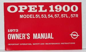 1973 Opel 51 53 54 57 57L 57R Owners Operators Manual Original