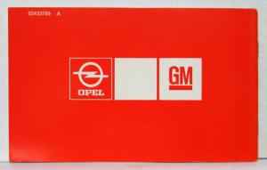1974 Opel 1900 Manta Models 54 57 57L 57R Owners Operators Manual Original