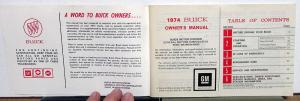 1974 Buick Apollo Owners Operators Manual Original
