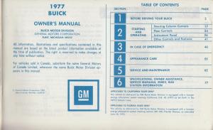1977 Buick Century & Regal Owners Operators Manual Original