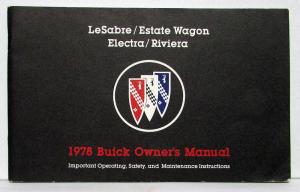 1978 Buick LeSabre Estate Wagon Electra Riviera Owners Operators Manual Original