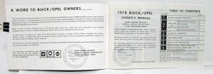 1978 Buick Opel Owners Operators Manual Original