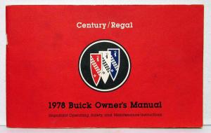 1978 Buick Century & Regal Owners Operators Manual Original