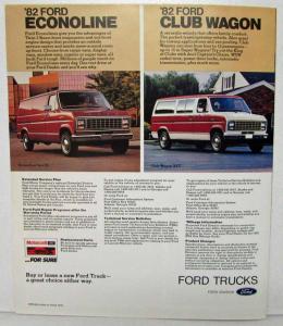 1982 Ford Trucks Sales Folder Bronco Courier F-150 Econoline Club Wagon