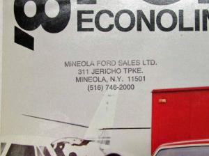 1982 Ford Econoline Van Chassis Sales Folder