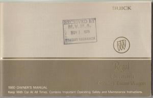 1980 Buick Regal Century Estate Wagon Owners Operators Manual Original