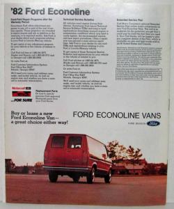 1982 Ford Econoline Van Sales Brochure