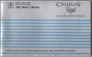 1981 Buick Century Estate Wagon Regal Owners Operators Manual Original