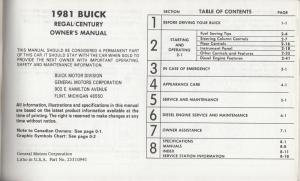 1981 Buick Century Estate Wagon Regal Owners Operators Manual Original