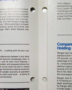 1982 Ford Ranger Silver Creek Showdown Sales Folder for Salesmen vs Chevy S-10