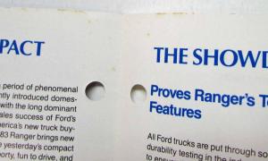 1982 Ford Ranger Silver Creek Showdown Sales Folder for Salesmen vs Chevy S-10