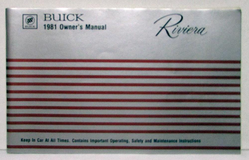 1981 Buick Riviera Owners Operators Manual Original