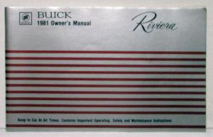 1981 Buick Riviera Owners Operators Manual Original