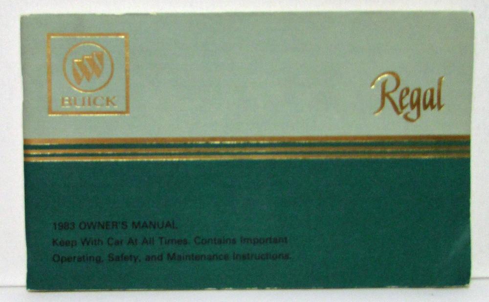 1983 Buick Regal Owners Operators Manual Original
