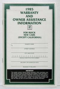 1985 Buick Skylark Owners Operators Manual Original