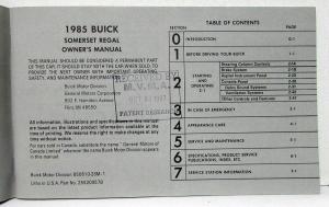 1985 Buick Somerset & Regal Owners Operators Manual Original
