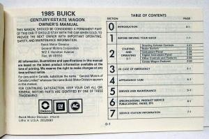 1985 Buick Century Owners Operators Manual Original