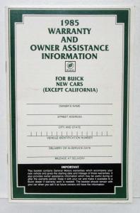 1985 Buick Century Owners Operators Manual Original