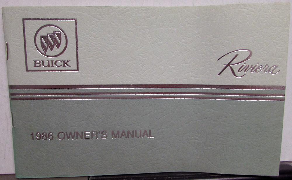 1986 Buick Riviera Owners Operators Manual Original