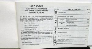 1987 Buick LeSabre & Electra Estate Wagons Owners Operators Manual Original