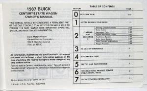 1987 Buick Century Owners Operators Manual Original