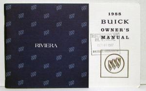 1988 Buick Riviera Owners Operators Manual Original