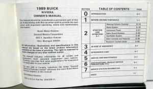 1989 Buick Riviera Owners Operators Manual Original