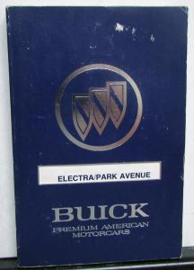 1990 Buick Electra & Park Avenue Owners Operators Manual Original