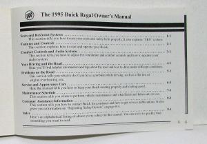 1995 Buick Regal Operators Owners Manual Original