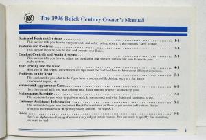 1996 Buick Century Operators Owners Manual Original