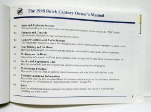 1998 Buick Century Operators Owners Manual Original