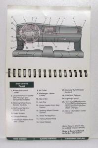 1999 Buick Park Avenue Operators Owners Quick Reference Guide Original